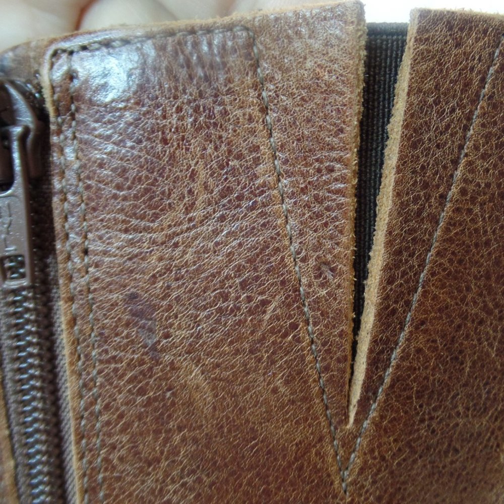 Brown Leather Zip Up Boots W Braided Trim & Buckle With Character Sz 9  #6436398 - Picture 13 of 16